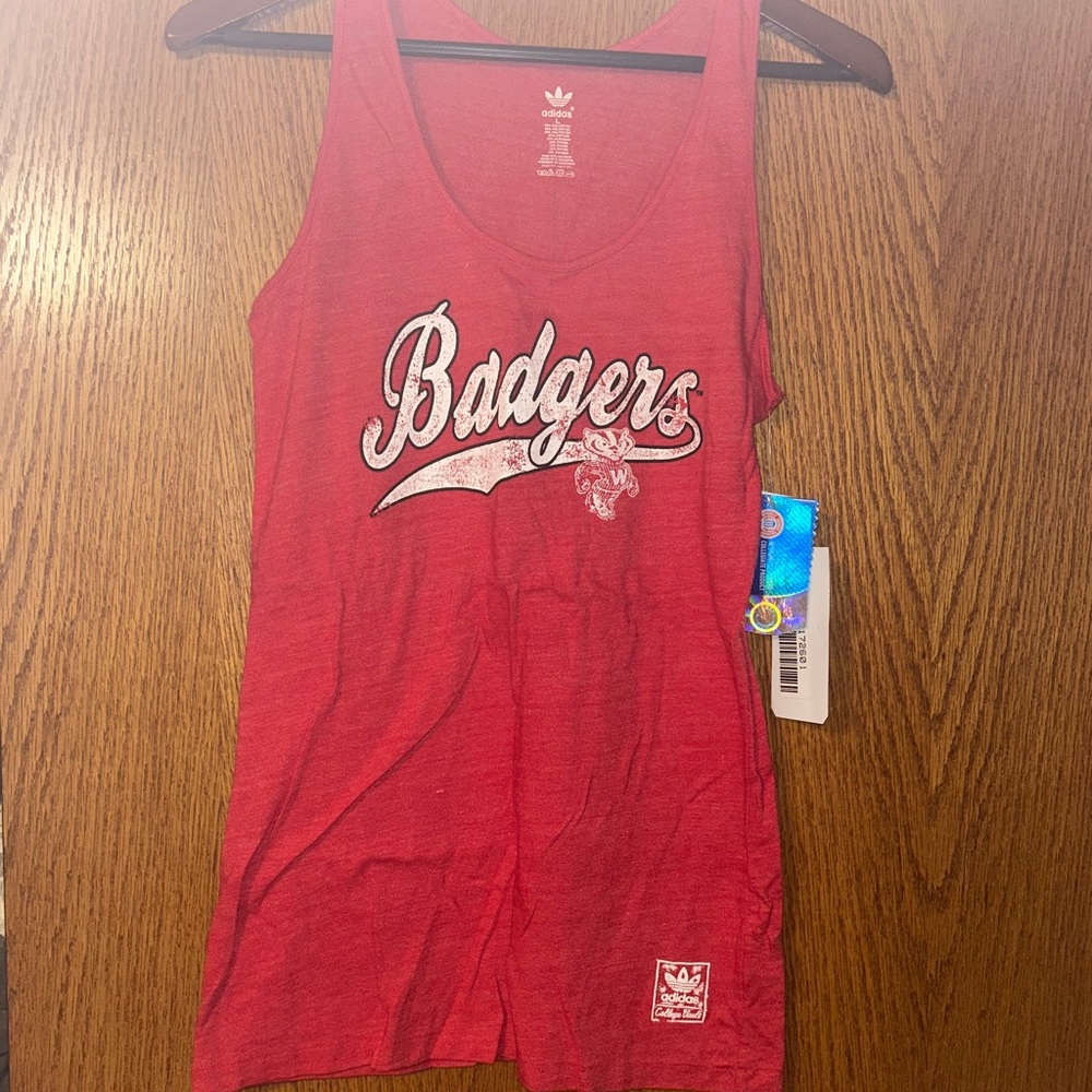 Adidas Red "Badgers" Graphic Tank Top